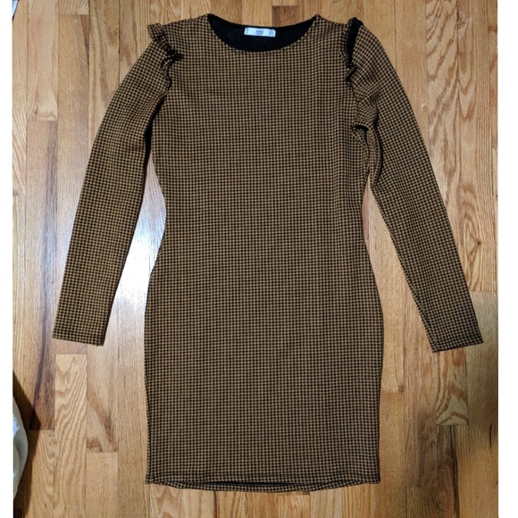 NWOT Mango Check Ruffle Sheath Dress - Picture 2 of 4